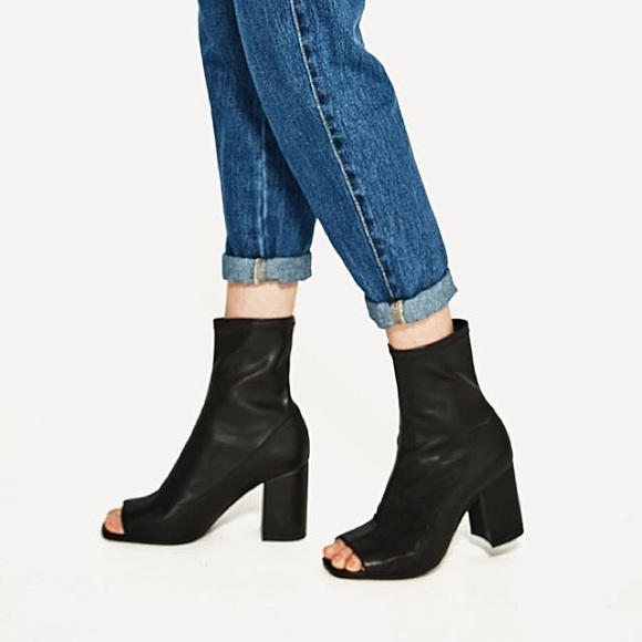 Zara NEVER WORN Black Open Toe Boots - Picture 2 of 7